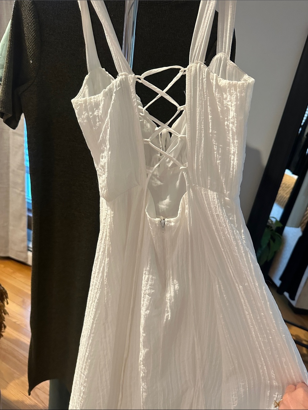 Windsor White Lace-Up Maxi Dress with Adjustable Straps - Picture 3 of 4